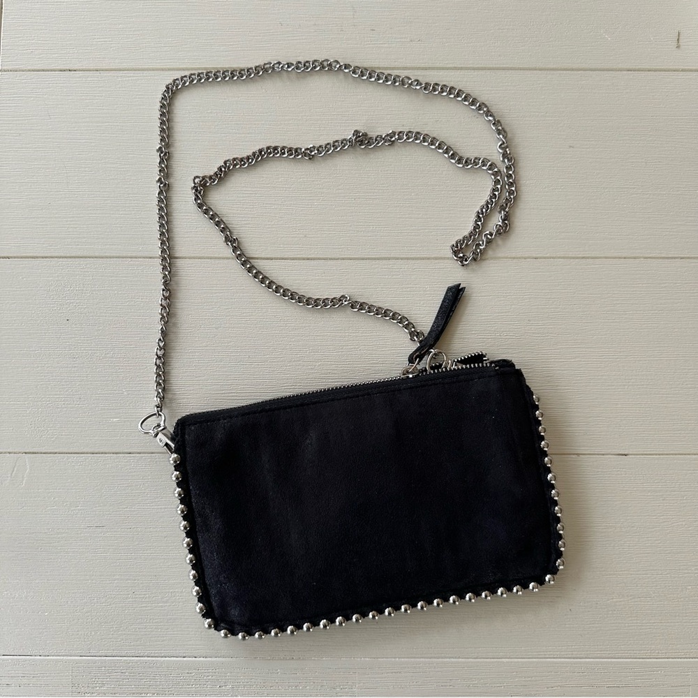 ZARA BLACK SHIMMER LEATHER POCKET PURSE